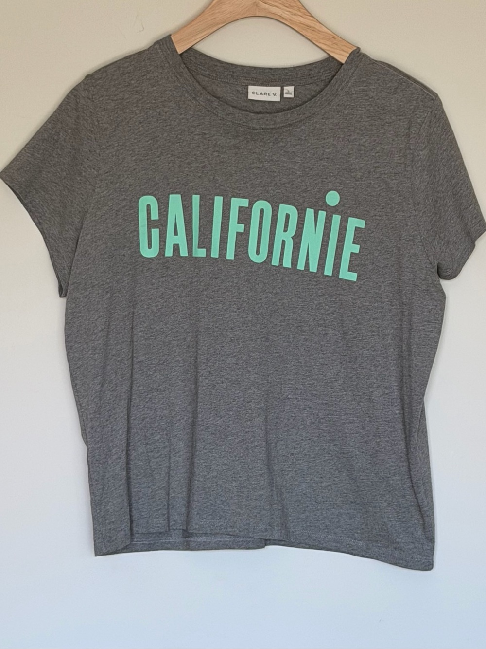 Clare V Gray Tee with Mint CALIFORNIE Graphic